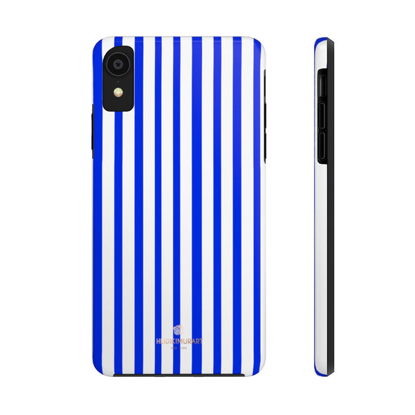 Blue Striped iPhone Case, Designer Case Mate Tough Samsung Galaxy Phone Cases-Phone Case-Printify-iPhone XR-Heidi Kimura Art LLC