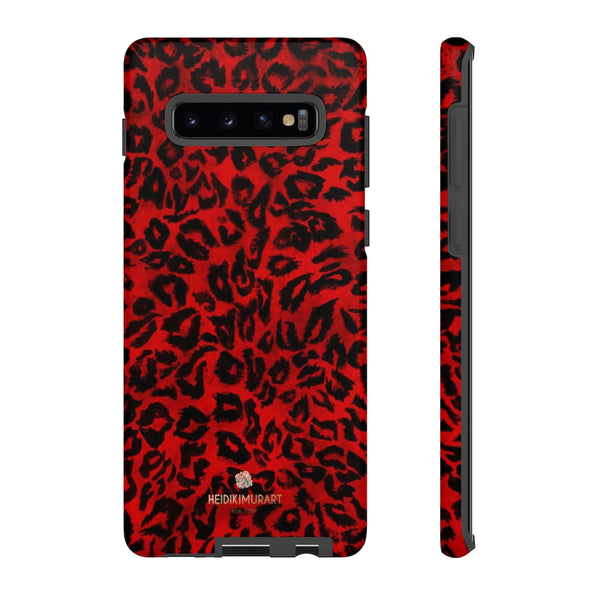 Red Leopard Print Phone Case, Animal Print Tough Designer Phone Case -Made in USA-Phone Case-Printify-Samsung Galaxy S10 Plus-Matte-Heidi Kimura Art LLC