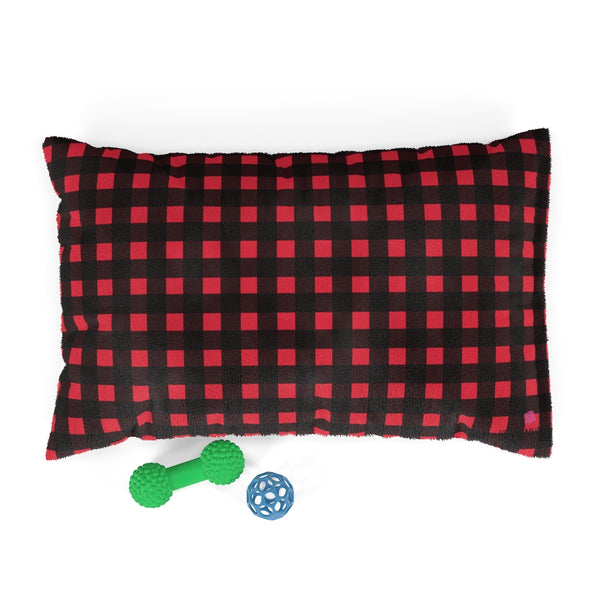 Buffalo Red Plaid Pet Bed, Printed Plaid Dog Bed - Heidikimurart Limited 