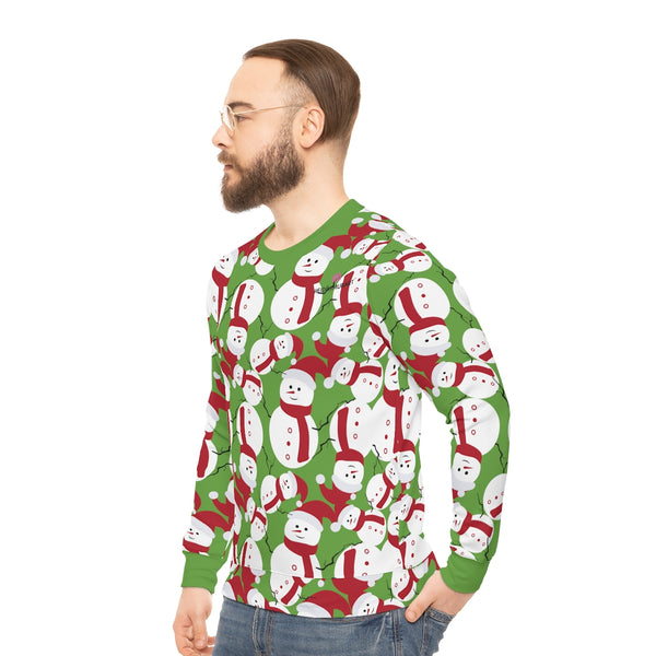 Christmas Snowman Green Lightweight Sweatshirt