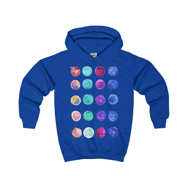 Designer Blue Colorful Cute Polka Dots Kids Hoodie - Made in United Kingdom-Kids clothes-Royal Blue-XS-Heidi Kimura Art LLC