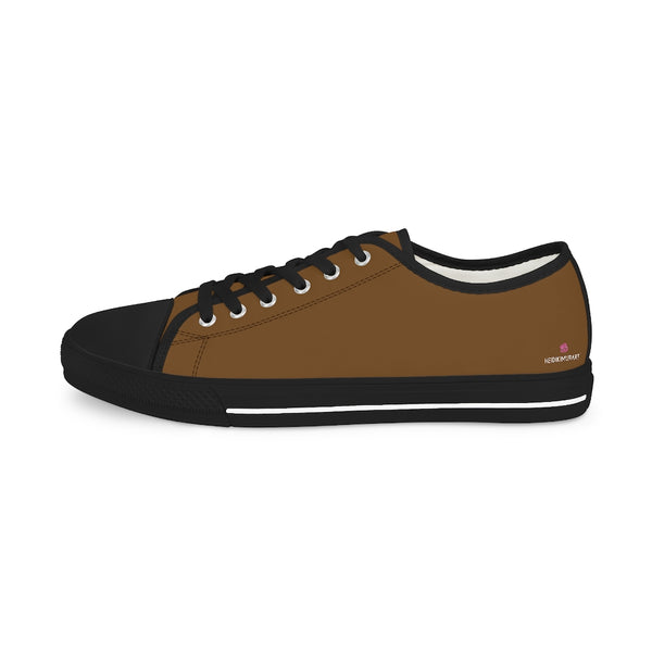 Earth Brown Men's Sneakers, Solid Color Modern Minimalist Best Breathable Designer Men's Low Top Canvas Fashion Sneakers With Durable Rubber Outsoles and Shock-Absorbing Layer and Memory Foam Insoles (US Size: 5-14)