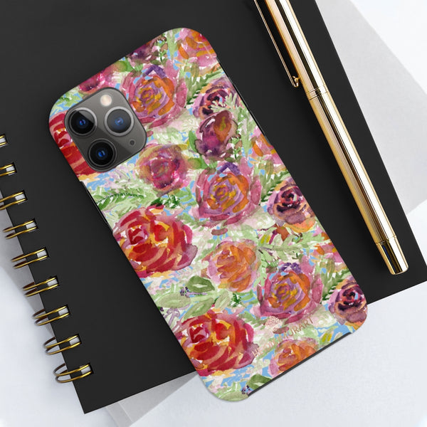 Blue Garden Rose Floral Print Phone Case, Flower Case Mate Tough Phone Cases-Made in USA - Heidikimurart Limited 