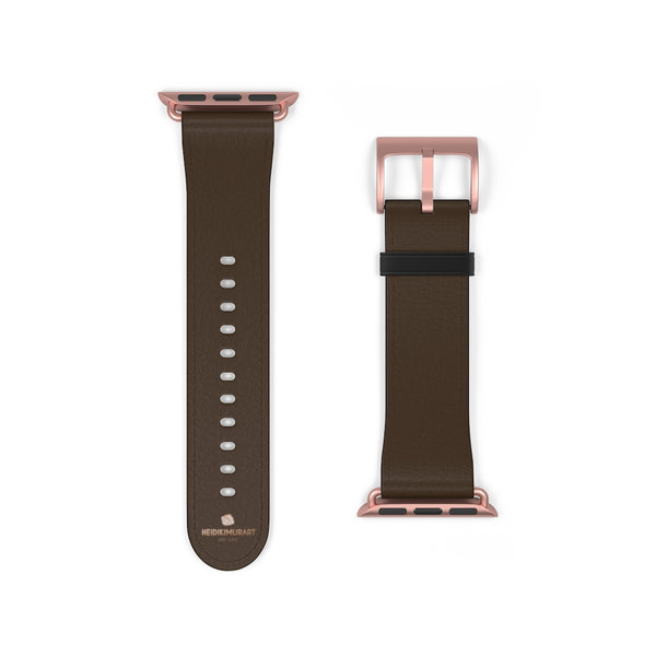 Dark Brown Solid Color Print 38mm/42mm Watch Band For Apple Watch- Made in USA-Watch Band-38 mm-Rose Gold Matte-Heidi Kimura Art LLC