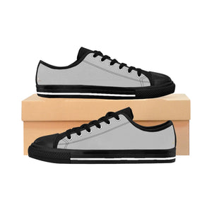 Light Grey Men's Sneakers, Designer Solid Color Minimalist Fashion Men's Low Tops, Premium Men's Nylon Canvas Tennis Fashion Sneakers Shoes (US Size: 7-14)