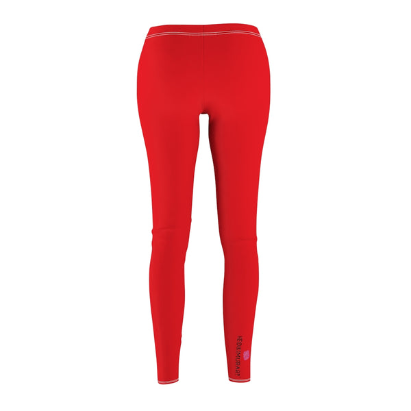 Bright Red Color Casual Leggings