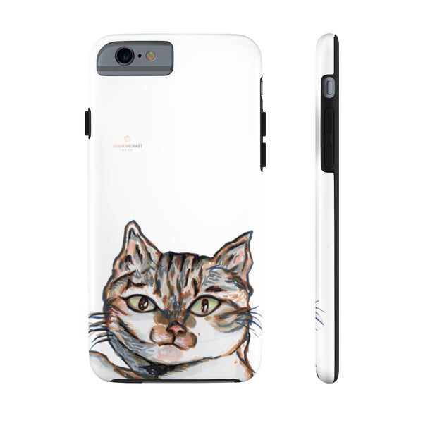Tabby White Cat Phone Case, Peanut Meow Cat Case Mate Tough Phone Cases-Made in USA - Heidikimurart Limited 