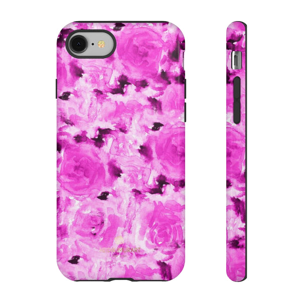 Hot Pink Floral Print Phone Case, Abstract Print Tough Cases, Designer Phone Case-Made in USA-Phone Case-Printify-iPhone 8-Glossy-Heidi Kimura Art LLC