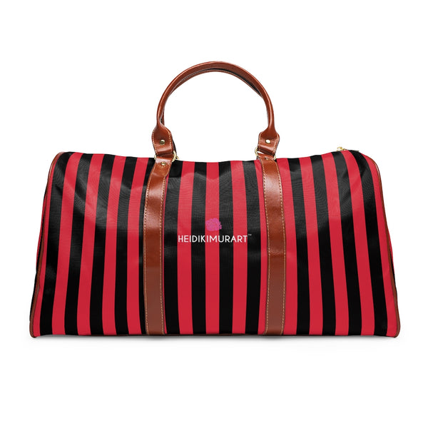 Red Stripe Waterproof Travel Bag