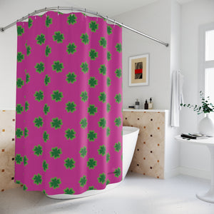 Pink Clover Polyester Shower Curtain - Made in USA