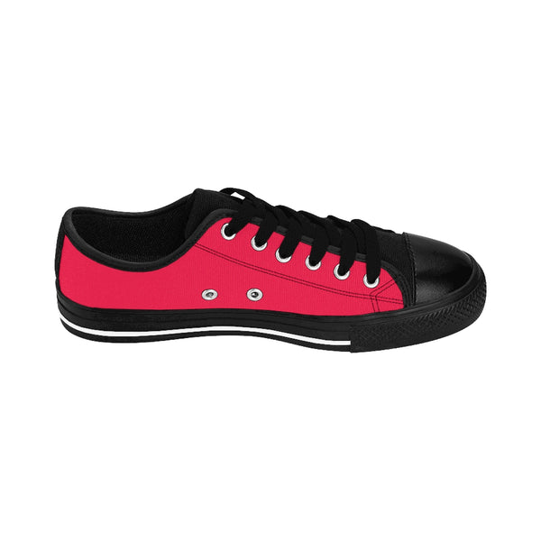 Bright Rose Red Solid Color Designer Low Top Women's Sneakers Running Shoes-Women's Low Top Sneakers-Heidi Kimura Art LLC