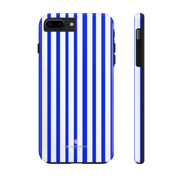 Blue Striped iPhone Case, Designer Case Mate Tough Samsung Galaxy Phone Cases-Phone Case-Printify-iPhone 7 Plus, iPhone 8 Plus Tough-Heidi Kimura Art LLC