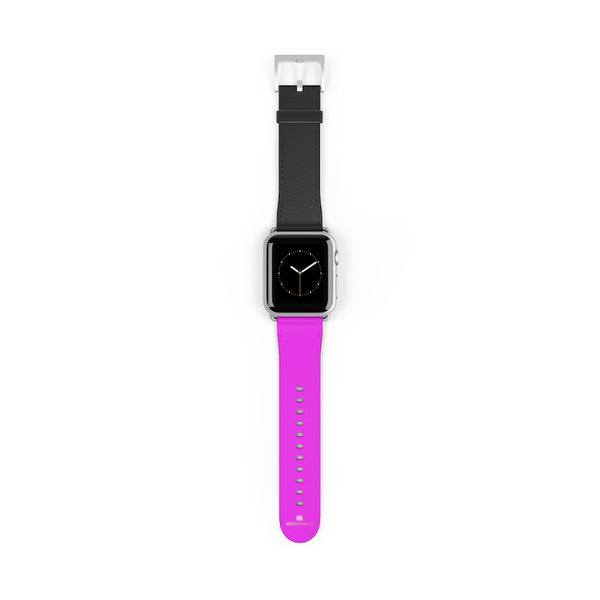 Black Hot Pink Duo Solid Color 38mm/42mm Watch Band For Apple Watch- Made in USA-Watch Band-38 mm-Silver Matte-Heidi Kimura Art LLC
