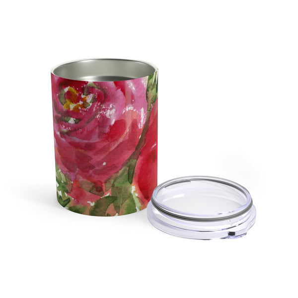 Delightful Kid Red Rose Floral Print Stainless Steel Premium Bestselling Tumbler 10oz-Mug-10oz-Heidi Kimura Art LLC
