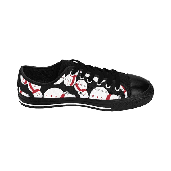 Black Red White Snowman Christmas Print Men's Low Top Sneakers Shoes(US Size: 6-14)-Men's Low Top Sneakers-Heidi Kimura Art LLC
