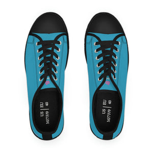 Turquoise Blue Color Ladies' Sneakers, Best Solid Color Designer Women's Low Top Sneakers