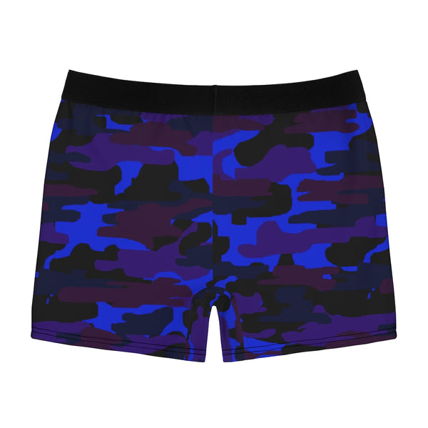 Purple Camo Men's Boxer Briefs, Dark Purple Camouflage Army Military Underwear For Men, Hot Men's Boxer Briefs Hipster Lightweight 2-sided Soft Fleece Lined Fit Underwear - (US Size: XS-3XL)