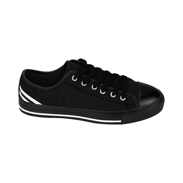 Black White Striped Women's Sneakers-Shoes-Printify-Heidi Kimura Art LLC Black White Striped Women's Sneakers, Modern Women's Striped Sneakers, Classic Modern Stripes Low Tops, Designer Low Top Women's Sneakers Tennis Shoes (US Size: 6-12)
