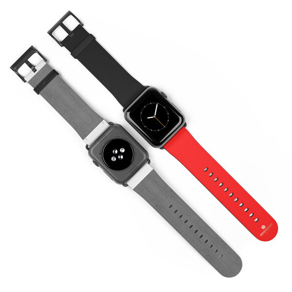 Hot Red Black Dual Solid Color 38 mm/42 mm Watch Band For Apple Watch- Made in USA-Watch Band-Heidi Kimura Art LLC