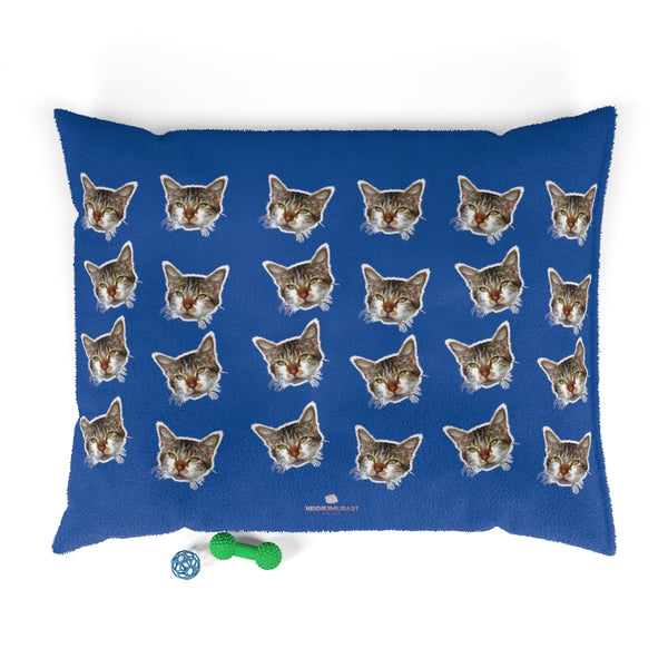 Blue Cat Pet Bed, Solid Color Machine-Washable Pet Pillow With Zippers-Printed in USA-Pets-Printify-50x40-Heidi Kimura Art LLC