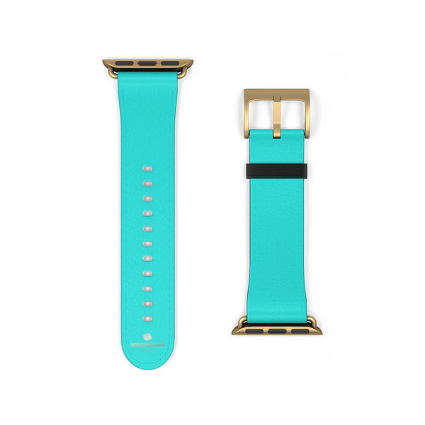 Turquoise Blue Solid Color 38mm/42mm Watch Band For Apple Watches- Made in USA-Watch Band-38 mm-Gold Matte-Heidi Kimura Art LLC