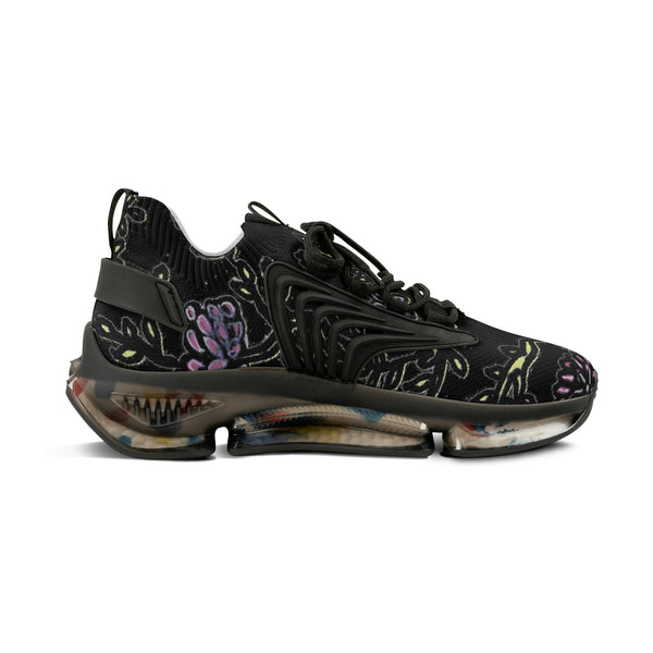 Black Floral Print Men's Shoes, Flower Print Best Comfy Men's Mesh Sports Sneakers Shoes (US Size: 5-12)