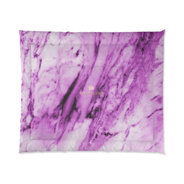 Pink White Marble Print Luxury Designer Best Comforter For King/Queen/Full/Twin-Comforter-Heidi Kimura Art LLC