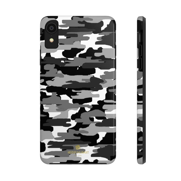 Grey Camo Print iPhone Case, Case Mate Tough Samsung Galaxy Phone Cases-Phone Case-Printify-iPhone XR-Heidi Kimura Art LLC