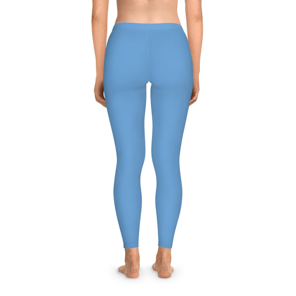 Light Blue Solid Color Tights, Blue Solid Color Designer Comfy Women's Stretchy Leggings- Made in USA