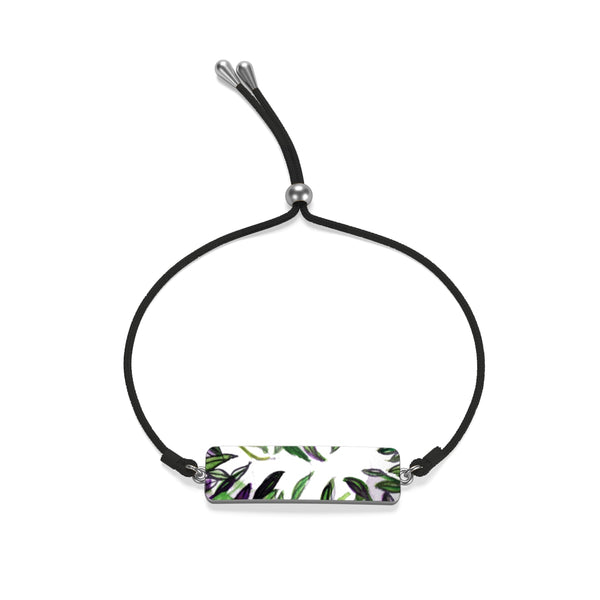 Green Tropical Leaves Cord Silver or Gold-plated Cord Fashionable Bracelet - Made in USA-Bracelet-jaylon-Silver-Heidi Kimura Art LLC