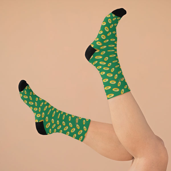 Dark Green Gold Coins Print St. Patrick's Day Unisex Premium One-size Socks-Made in USA-Socks-One size-Heidi Kimura Art LLC