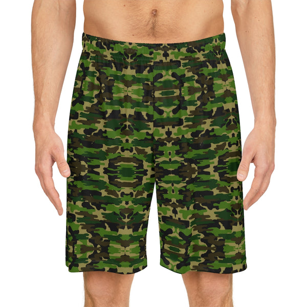 Green Camo Men's Basketball Shorts - Made in USA