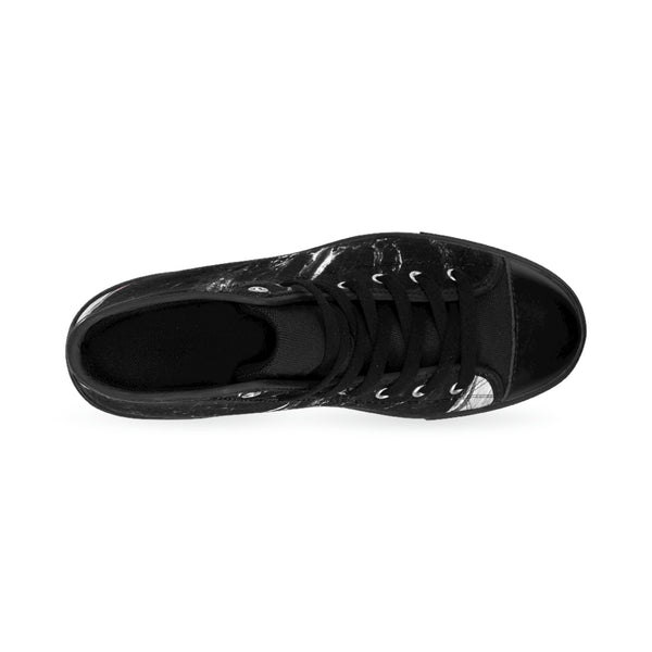 Black Marble Print Men's Sneakers, Designer Men's High Top Sneakers