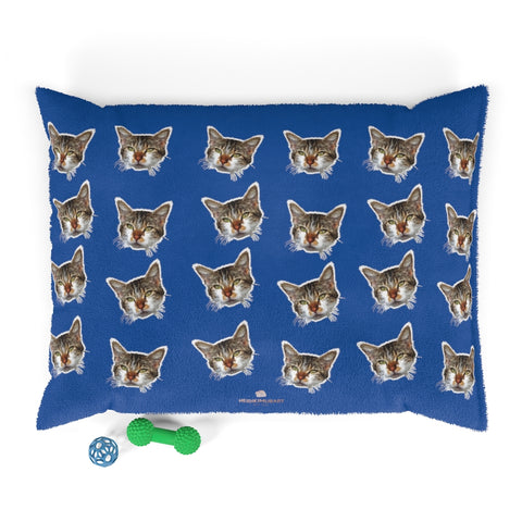 Blue Cat Pet Bed, Solid Color Machine-Washable Pet Pillow With Zippers-Printed in USA-Pets-Printify-40x30-Heidi Kimura Art LLC