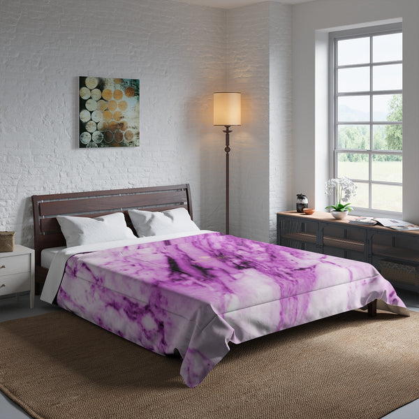 Pink White Marble Print Luxury Designer Best Comforter For King/Queen/Full/Twin-Comforter-Heidi Kimura Art LLC