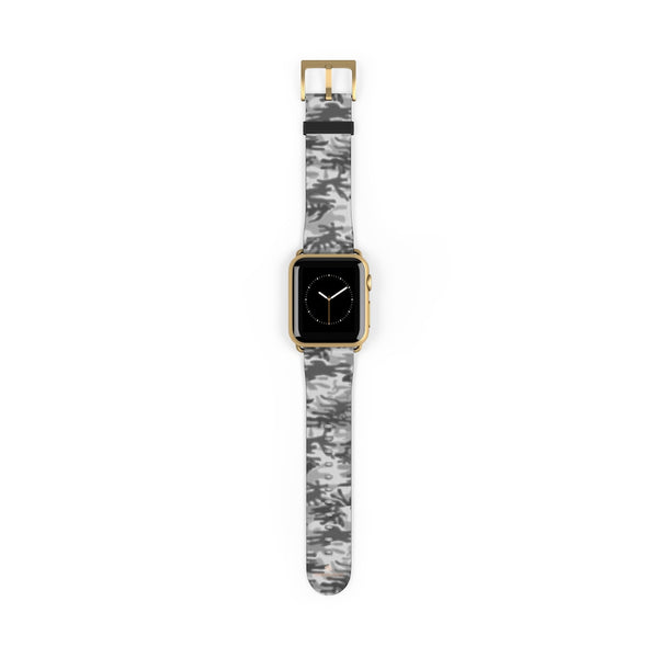 Light Grey Classic Camo Print 38mm/42mm Watch Band For Apple Watch- Made in USA-Watch Band-38 mm-Gold Matte-Heidi Kimura Art LLC