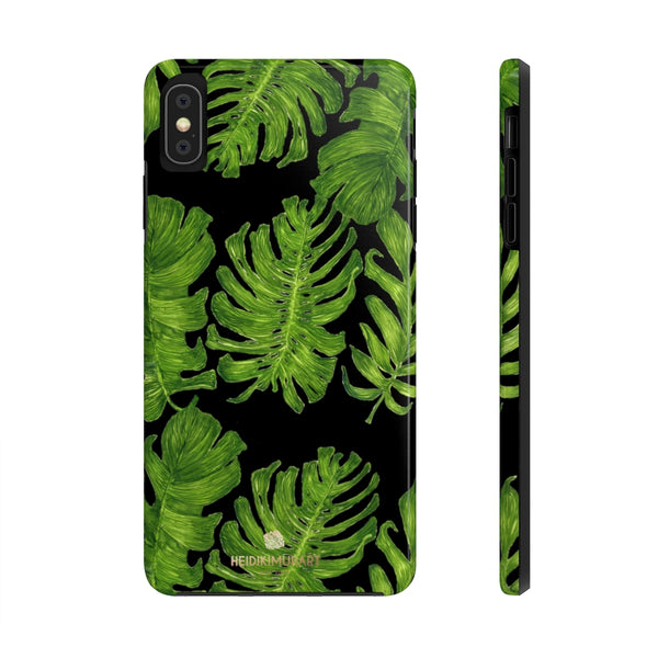 Black Tropical Leaf iPhone Case, Case Mate Tough Samsung Galaxy Phone Cases-Phone Case-Printify-iPhone XS MAX-Heidi Kimura Art LLC