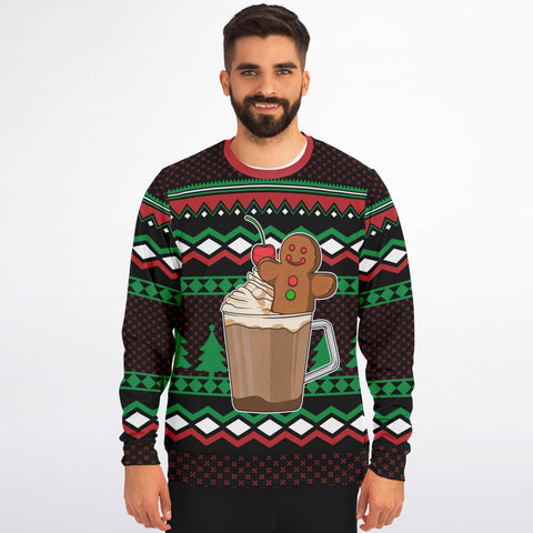 Funny Ugly Gingerbread Christmas Sweatshirt, Unisex Durable Comfy Fleece Sweatshirt For Men or Women