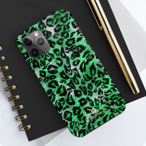 Green Leopard Print Phone Case, Animal Print Case Mate Tough Phone Cases-Made in USA - Heidikimurart Limited 