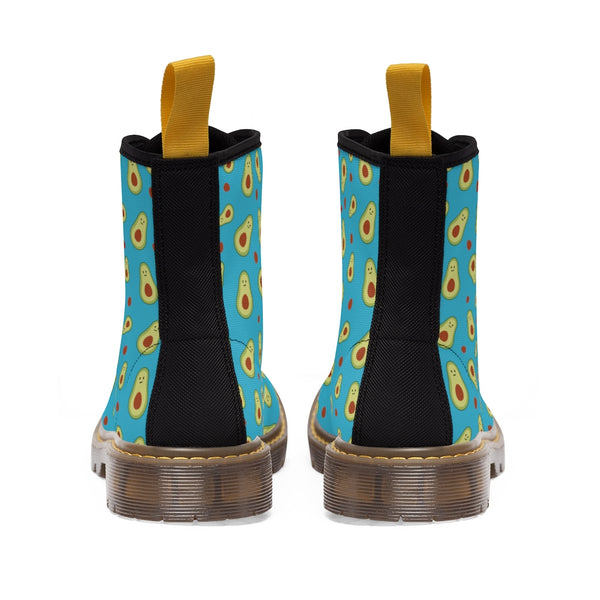 Avocado Women's Canvas Boots, Blue Winter Boots For Vegan Loving Ladies-Women's Boots-Printify-ArtsAdd-Heidi Kimura Art LLC