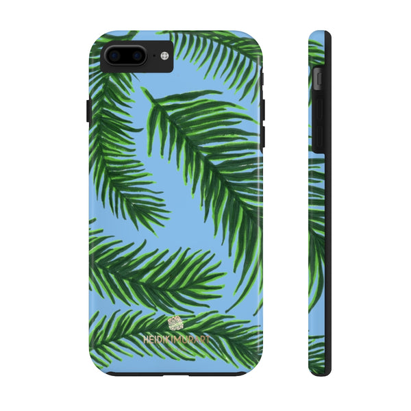 Pastel Blue Tropical Print Phone Case, Palm Leaf Case Mate Tough Phone Cases-Made in USA - Heidikimurart Limited 
