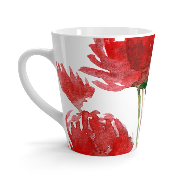 Bright Red Poppy Flower Floral Print 12 Oz. Coffee Latte Mug Cup- Made in USA-Mug-12oz-Heidi Kimura Art LLC