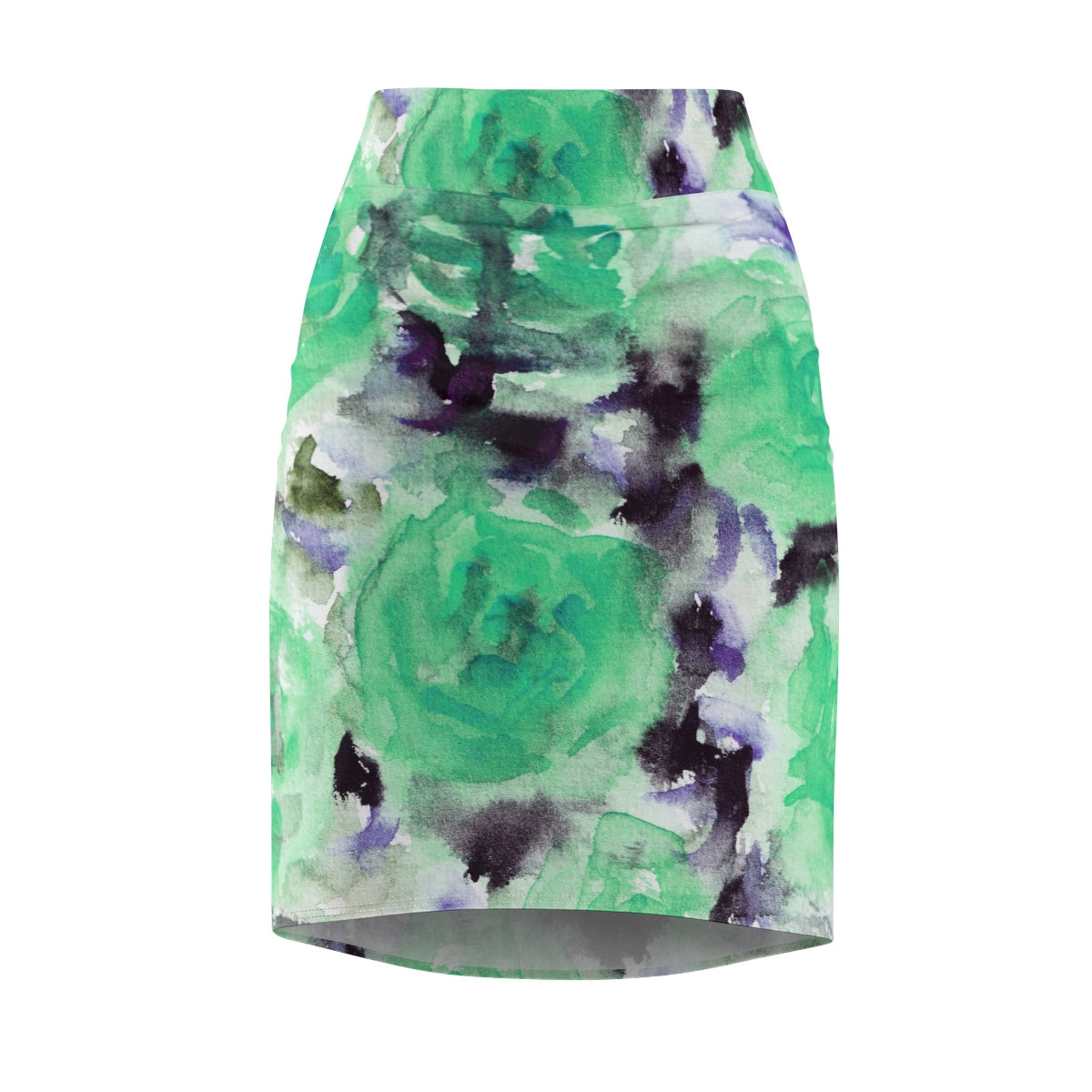 Snowy Rose Floral Print Women's Designer Pencil Skirt - Made in USA (Size XS-2XL)-Pencil Skirt-XS-Heidi Kimura Art LLC