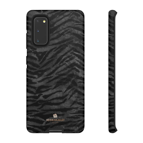 Black Tiger Striped Tough Cases, Animal Print Best Designer Phone Case-Made in USA-Phone Case-Printify-Samsung Galaxy S20-Matte-Heidi Kimura Art LLC
