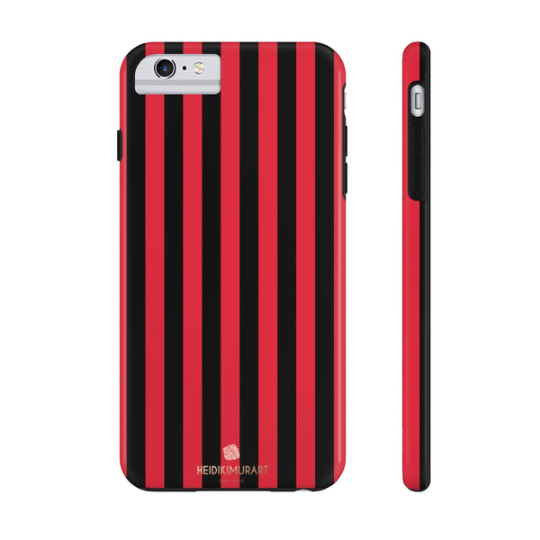 Red Black Stripe iPhone Case, Case Mate Tough Samsung Galaxy Phone Cases-Phone Case-Printify-iPhone 6/6s Plus Tough-Heidi Kimura Art LLC