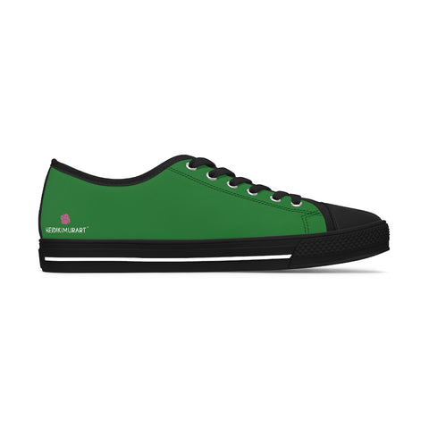 Emerald Green Color Ladies' Sneakers, Solid Green Color Modern Minimalist Basic Essential Women's Low Top Sneakers Tennis Shoes, Canvas Fashion Sneakers With Durable Rubber Outsoles and Shock-Absorbing Layer and Memory Foam Insoles (US Size: 5.5-12)