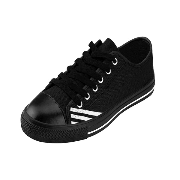 Black White Striped Women's Sneakers-Shoes-Printify-Heidi Kimura Art LLC