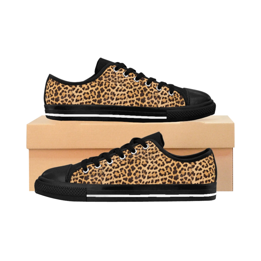 Brown Leopard Print Men's Sneakers, Designer Leopard Animal Print