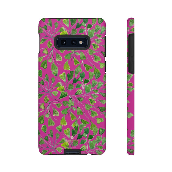 Pink Maidenhair Fern Tough Cases, Hot Pink Green Leaf Print Phone Case-Made in USA-Phone Case-Printify-Samsung Galaxy S10E-Matte-Heidi Kimura Art LLC