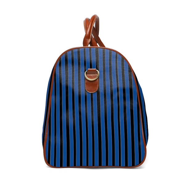 Blue Striped Waterproof Travel Bag